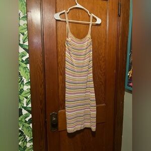Olive & Oak Women's Crochet Dress Colorful Mini Dress Lined Size Large